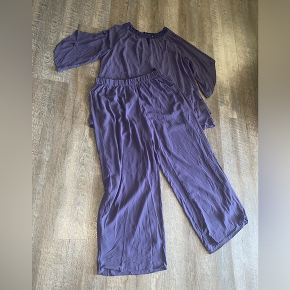 Hanna Nikole Mother of Bride 2 piece Chiffon Pant Suits Plus Size Half Sleeve - Picture 9 of 10